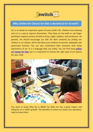Why Online Art Classes for Kids is Beneficial for Growth