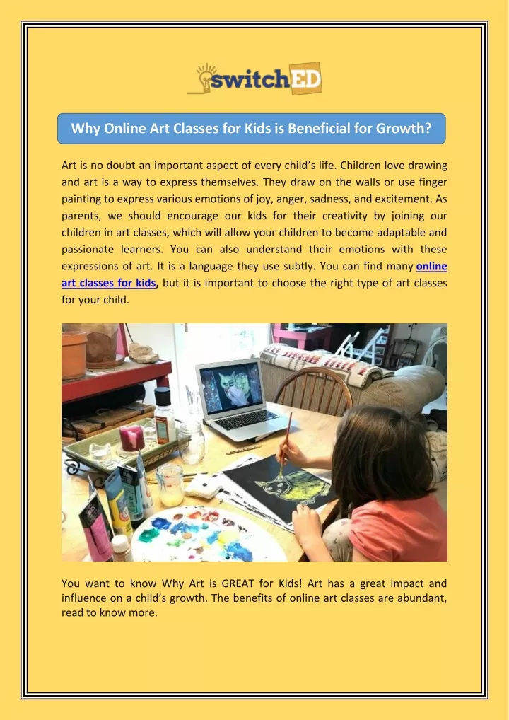 why online art classes for kids is beneficial