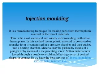 injection molding services San Francisco CA