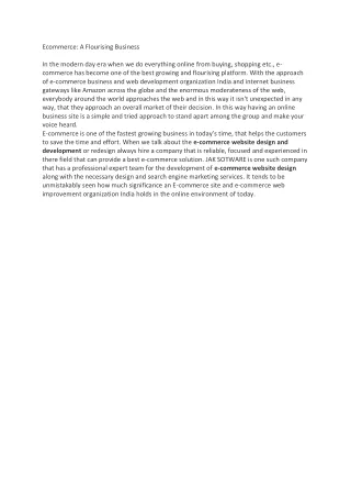 ecommerce a flourising business in the modern