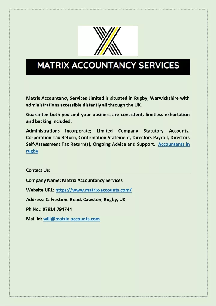 matrix accountancy services limited is situated