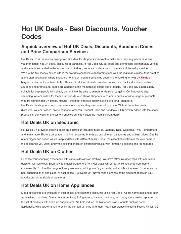 hot uk deals best discounts voucher codes