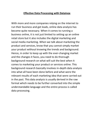 effective data processing with datainox