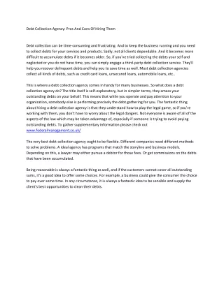 debt collection agency pros and cons of hiring