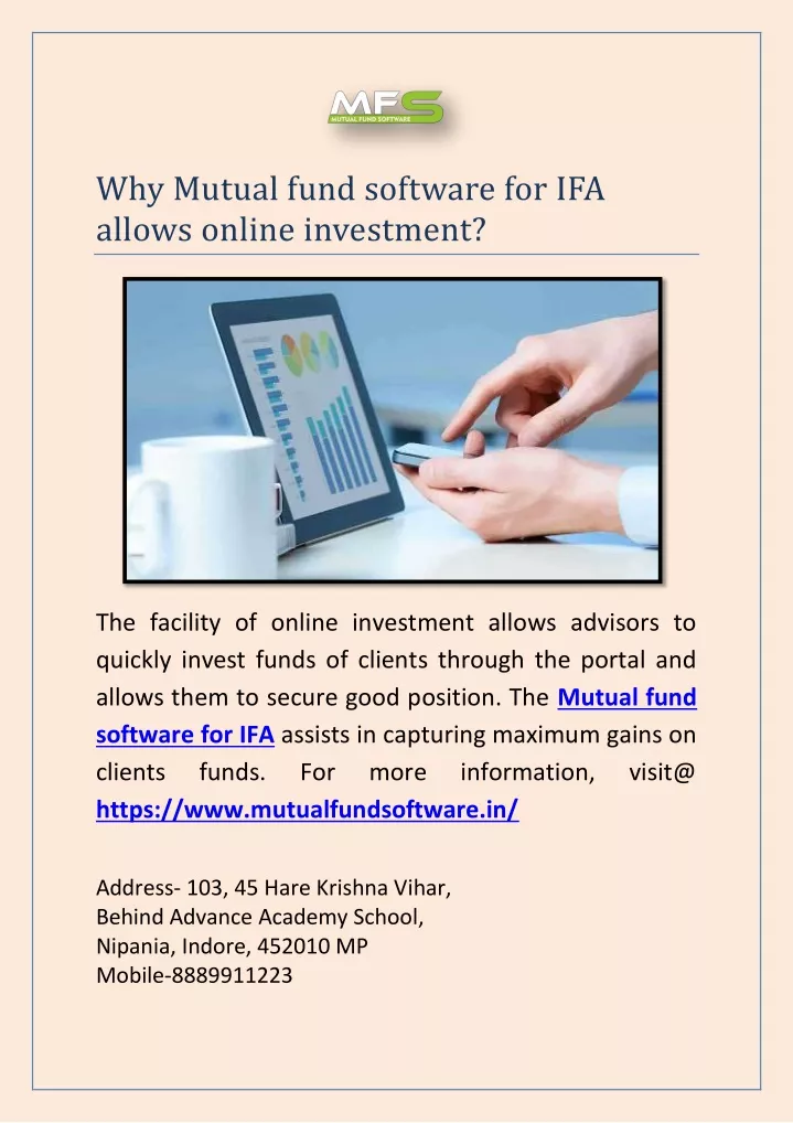 why mutual fund software for ifa allows online