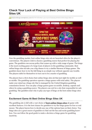 check your luck of playing at best online bingo