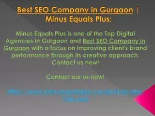 Best SEO Company in Gurgaon | Minus Equals Plus: