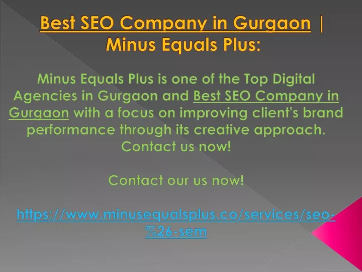 best seo company in gurgaon minus equals plus