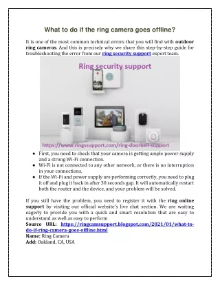 what to do if the ring camera goes offline