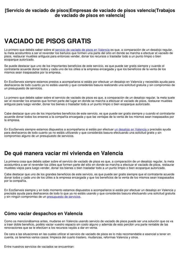 servicio de vaciado de pisos empresas de vaciado