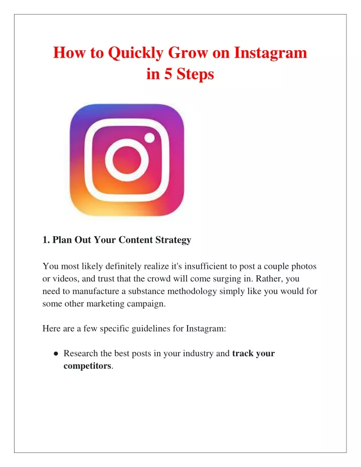 how to quickly grow on instagram in 5 steps