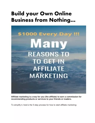 Build your Own Online Business from Nothing…