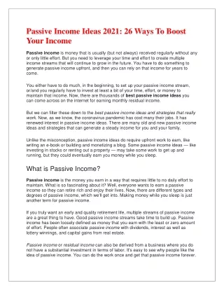 Passive Income Ideas 2021: 26 Ways To Boost Your Income.