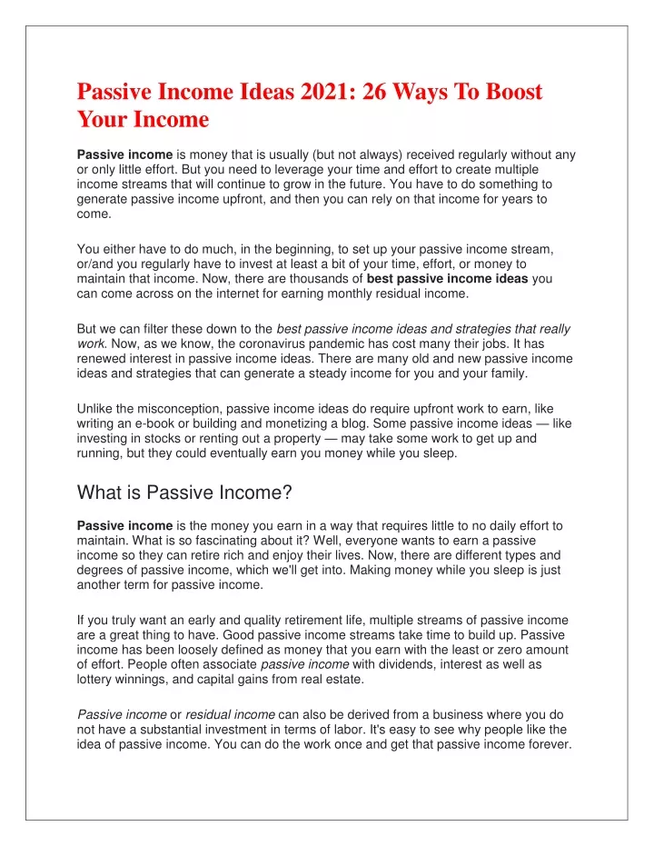 passive income ideas 2021 26 ways to boost your