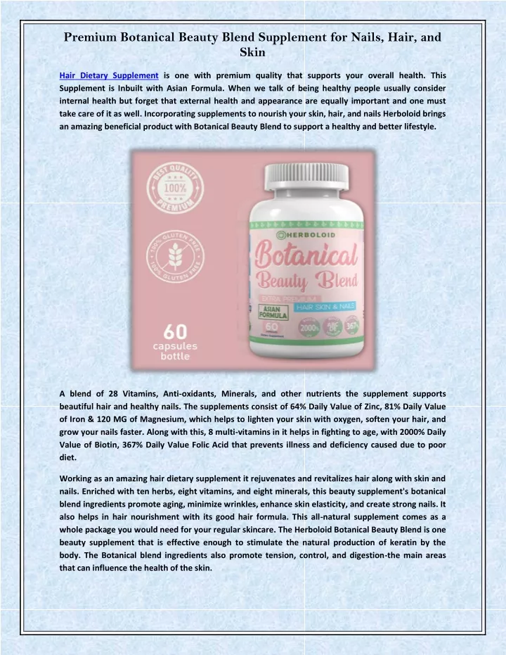 premium botanical beauty blend supplement