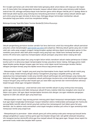 Langkah Matang Dalam Bermain Judi Domino 99 Online Terlebih Untuk Newbie