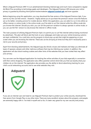 What's Adguard Premium Apk?