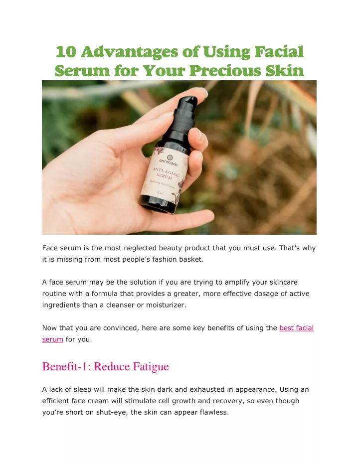 10 advantages of using facial serum for your