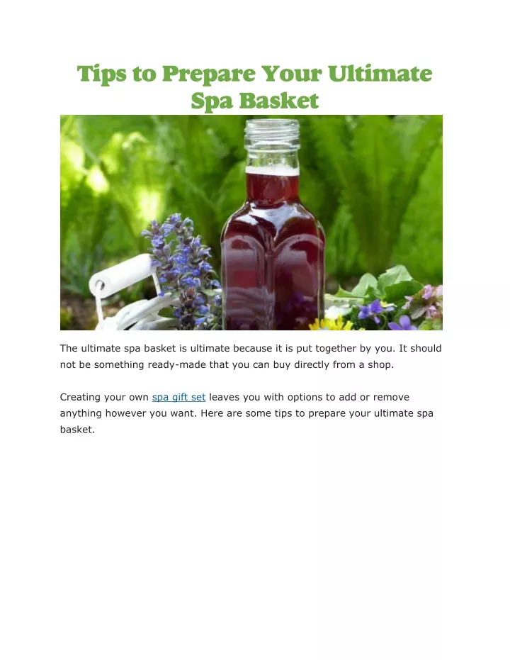 tips to prepare your ultimate spa basket