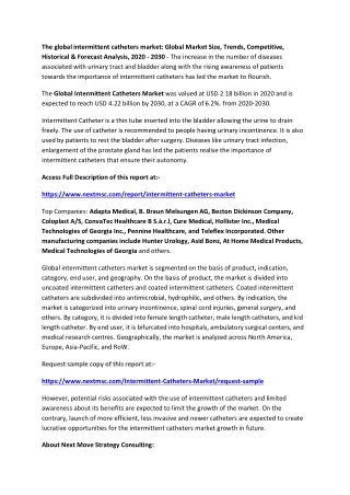 the global intermittent catheters market global