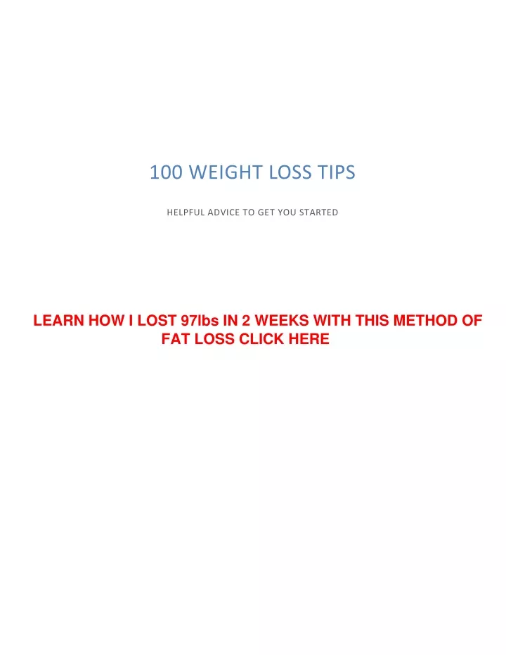 100 weight loss tips