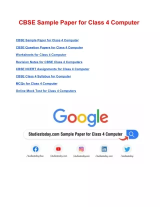 cbse sample paper for class 4 computer