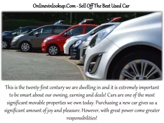 Onlinevinlookup.Com - Sell Off The Best Used Car