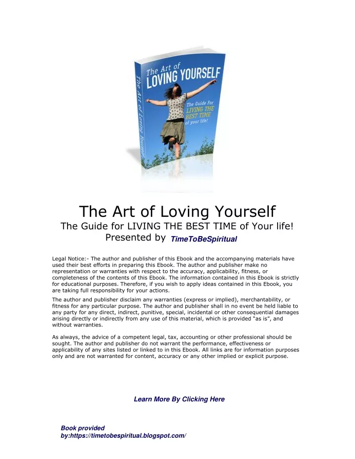 the art of loving yourself the guide for living