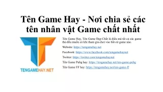 Ten Game Hay - Noi Chia se Ten Nhan vat Game chat