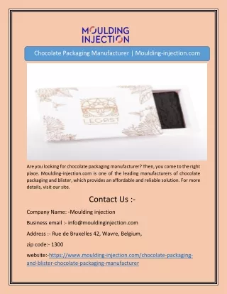 chocolate packaging manufacturer moulding