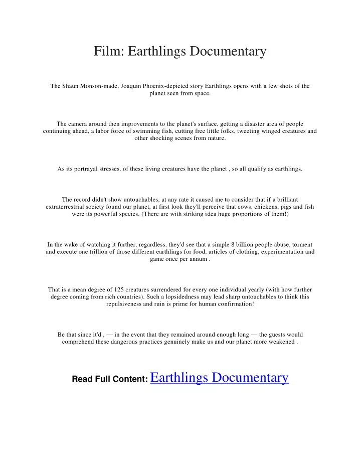 film earthlings documentary