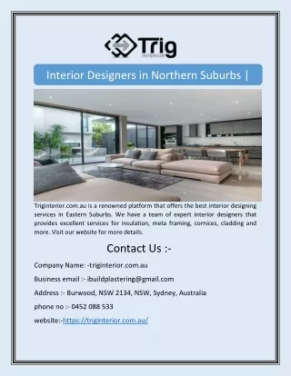 Interior Designers in Northern Suburbs | Triginterior.com.au
