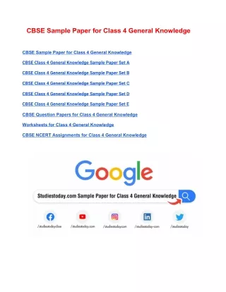 cbse sample paper for class 4 general knowledge