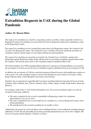 extradition requests in uae during the global