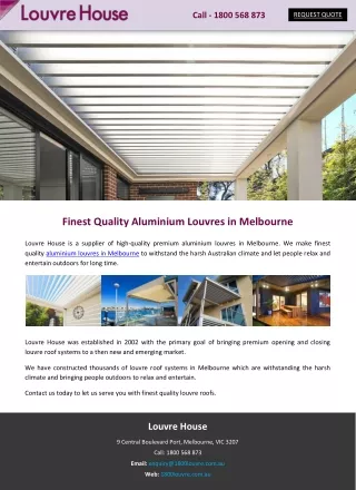 Finest Quality Aluminium Louvres in Melbourne