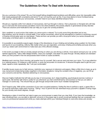 the guidelines on how to deal with anxiousness