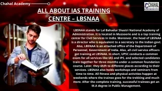 ALL ABOUT IAS TRAINING CENTRE – LBSNAA | Chahal Academy
