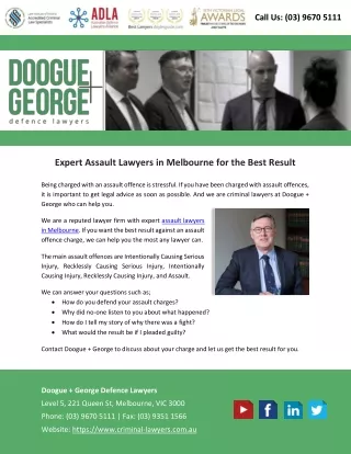 Expert Assault Lawyers in Melbourne for the Best Result