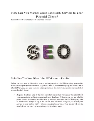 how can you market white label seo services