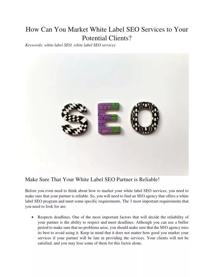 how can you market white label seo services
