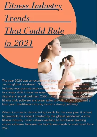 Fitness Industry Trends That Could Rule in 2021