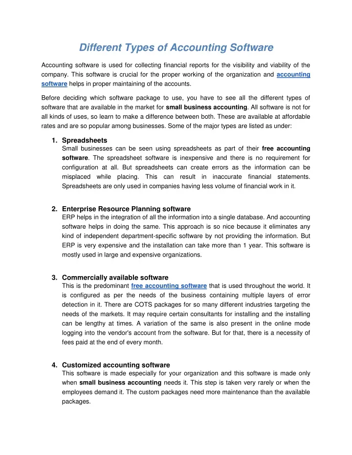 different types of accounting software