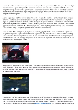 asphalt 9 mod has been launched by the makers