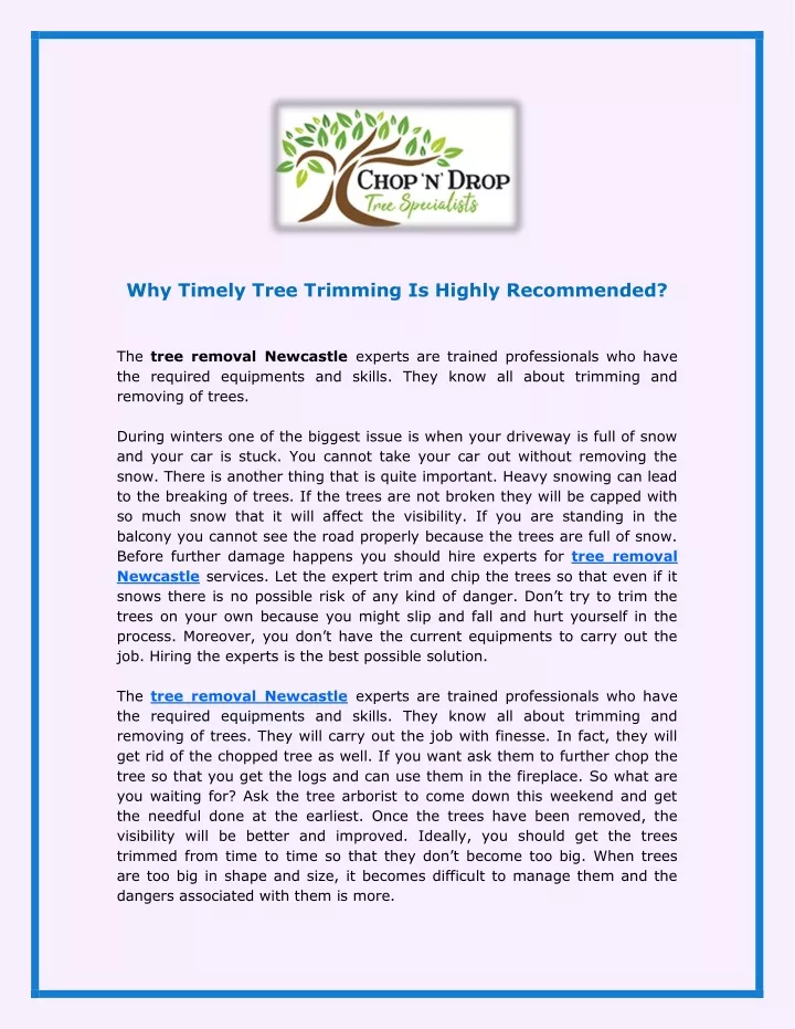 why timely tree trimming is highly recommended