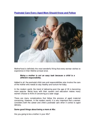 postnatal care every aged mom should know