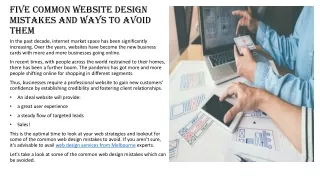 five common website design mistakes and ways