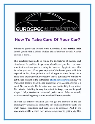 how to take care of your car