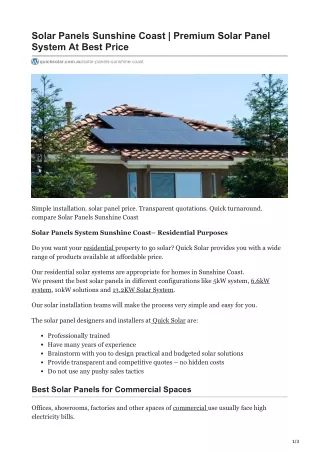 Get Premium Solar Panel System At Best Price in Sunshine Coast