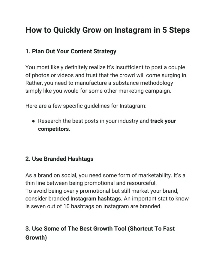 how to quickly grow on instagram in 5 steps