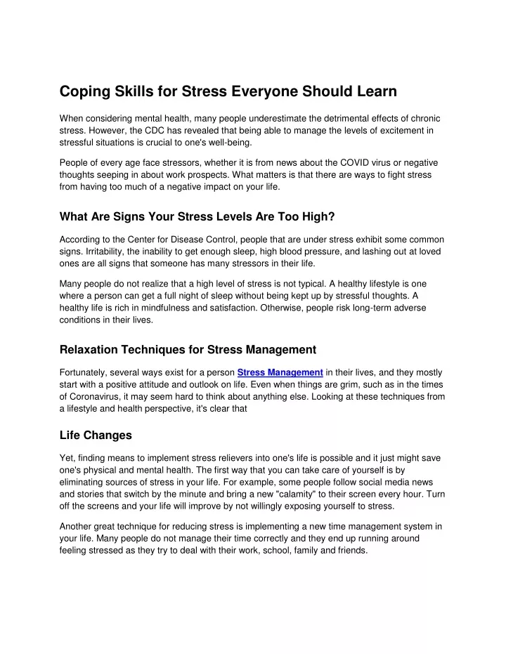 coping skills for stress everyone should learn